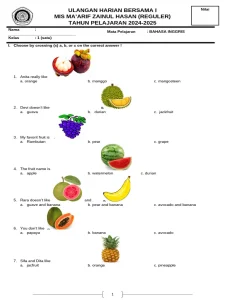 6 Soal Kelas 2 Bahasa Inggris UHB 1 PDF Fruit Edible Fruits