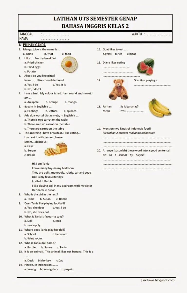 5 Soal Bahasa Inggris Kelas 2 Semester 2 Kurikulum 2013 Paling Dicari di STS