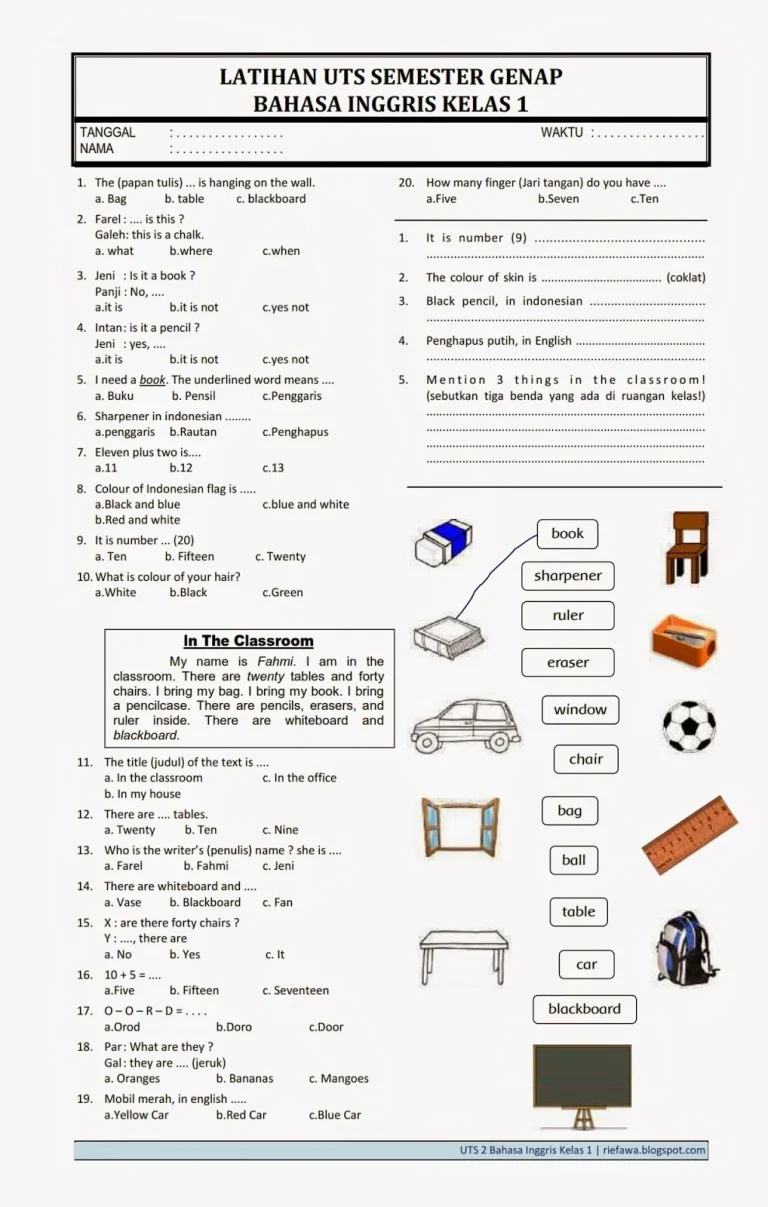 5 Soal Bahasa Inggris Kelas 6 Semester 2 PDF Siap Cetak, Wajib Dicoba!