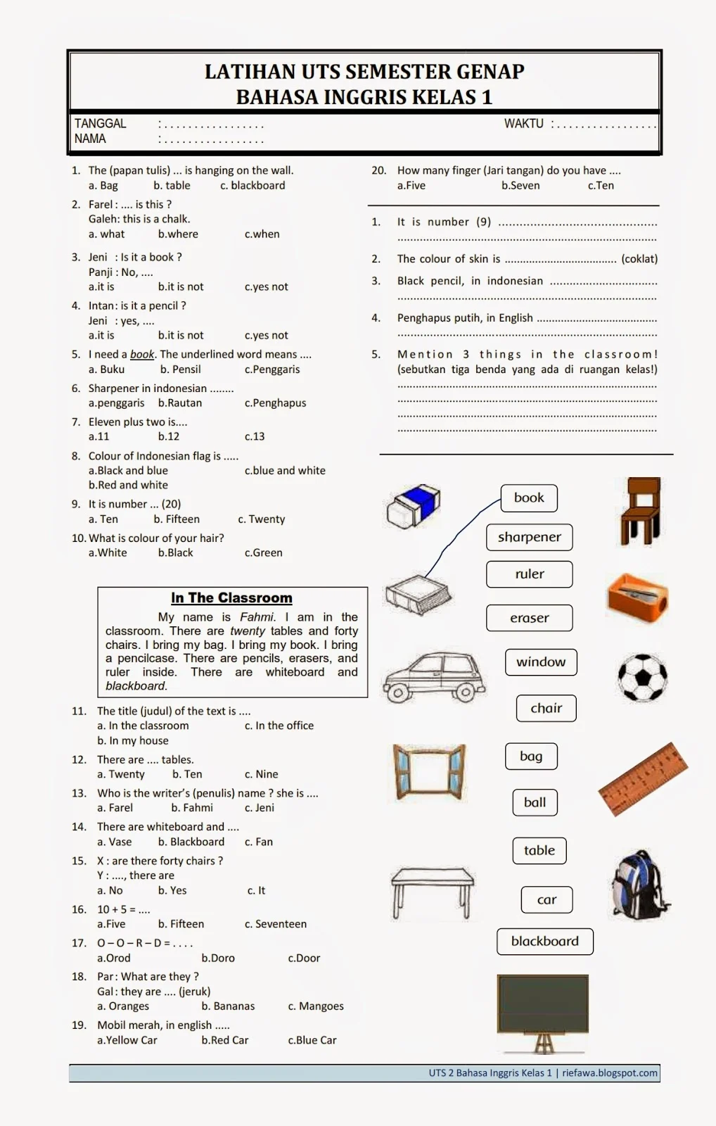 5 Soal Bahasa Inggris Kelas 6 Semester 2 PDF Siap Cetak, Wajib Dicoba!