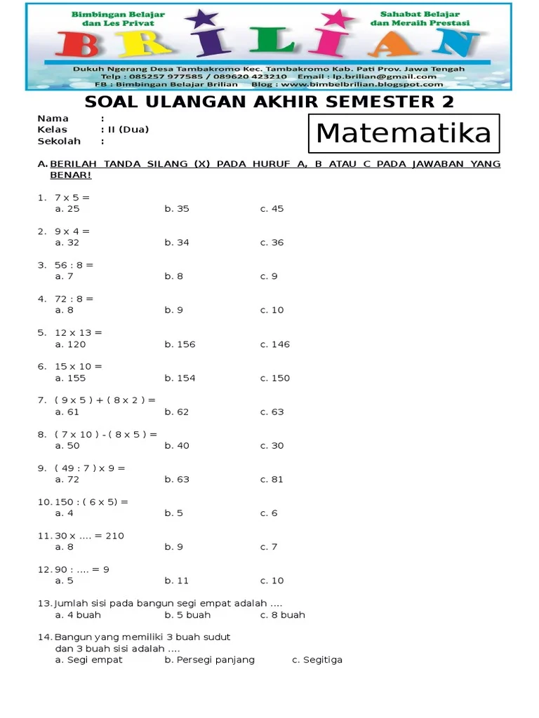 7 Contoh Soal PAS Kelas 1 Semester 2 Tahun 2026 yang Wajib Dicoba, Dijamin Nilai 100! 7 Contoh Soal PAS Kelas 1 Semester 2 Tahun 2026 yang Wajib Dicoba, Dijamin Nilai 100!