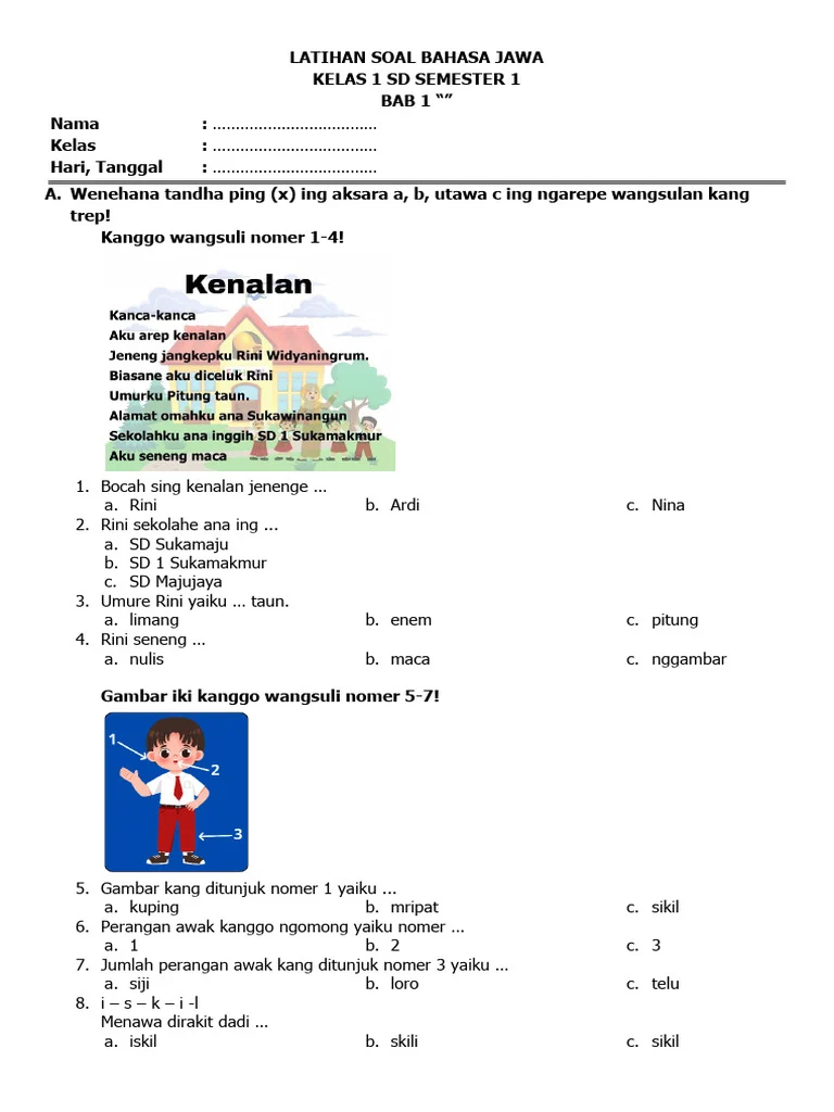 Akhirnya Soal Bahasa Jawa Kelas 1 Semester 2 dan Kunci Jawaban Lengkap 2026