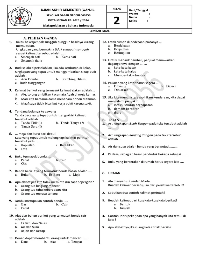 Rahasia 5 Soal Bahasa Indonesia Kelas 3 Semester 2 dan Kunci Jawaban 2026