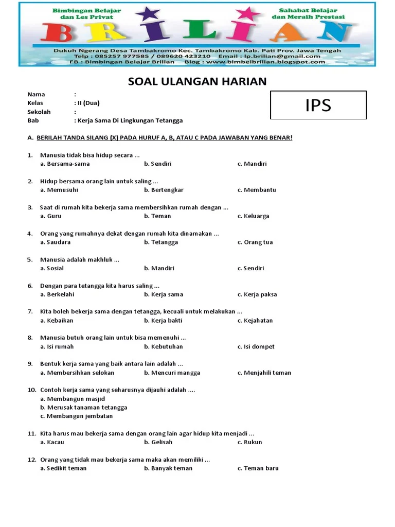 Ternyata, 10 Soal IPS Kelas 2 SD Semester 1 Ini Paling Banyak Dicari Siswa di 2026 Ternyata, 10 Soal IPS Kelas 2 SD Semester 1 Ini Paling Banyak Dicari Siswa di 2026