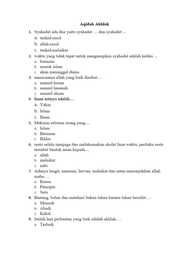 Ternyata, Soal Akhlak Kelas 1 Semester 2 Paling Sulit Ini Banyak yang Gagal di 2026