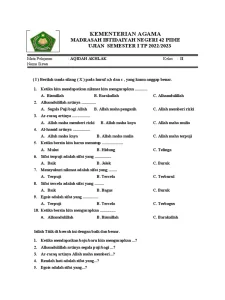 Mengasah Pemahaman Akhlak Mulia Contoh Soal Tematik Kelas 2 Akidah