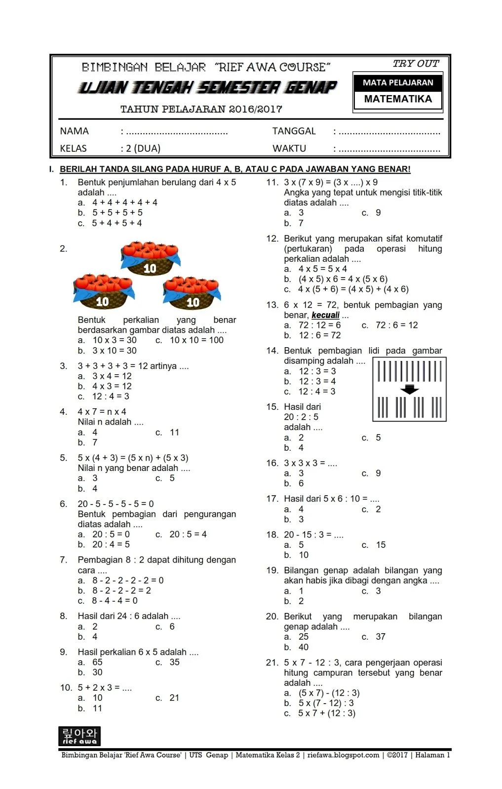 5 Tipe Soal Matematika Kelas 2 Semester 1 Tematik yang Wajib Dikuasai 5 Tipe Soal Matematika Kelas 2 Semester 1 Tematik yang Wajib Dikuasai