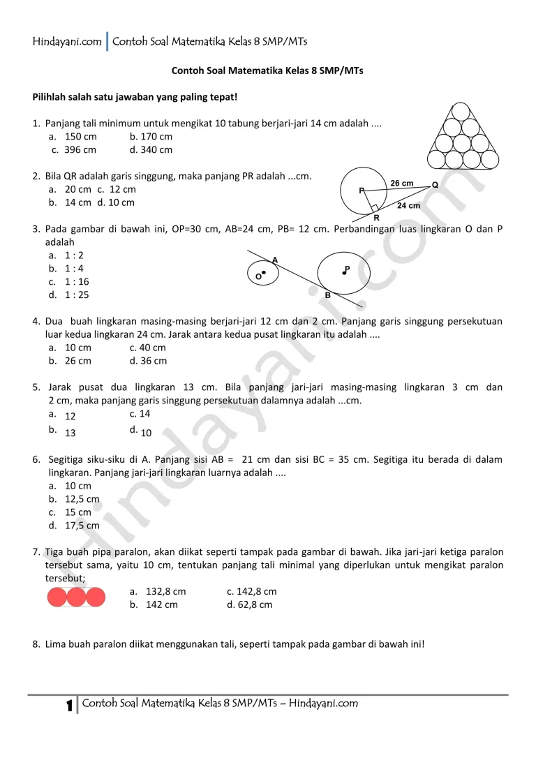 Inilah 5 Soal PAT Matematika Kelas 8 Semester 2 Kurikulum 2013 Doc yang Wajib Dikuasai Sebelum Ujian