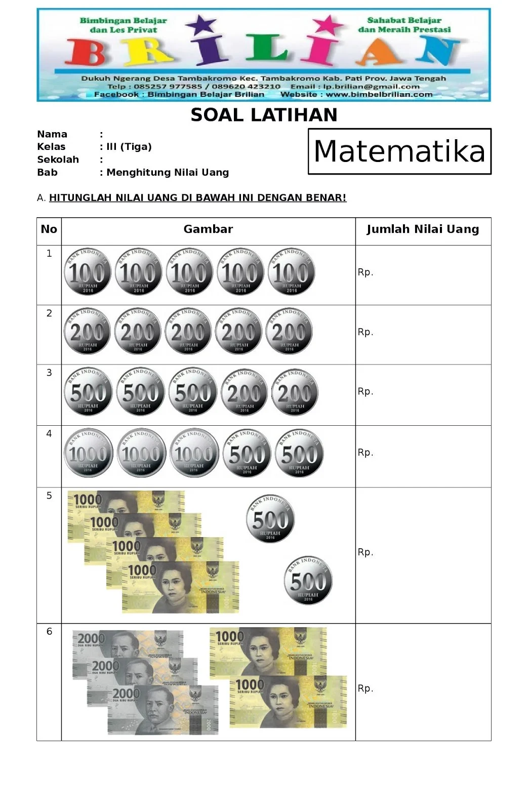 Soal Matematika Kelas 2 Sd Tentang Mata Uang - Perumperindo co id Soal Matematika Kelas 2 Sd Tentang Mata Uang - Perumperindo co id