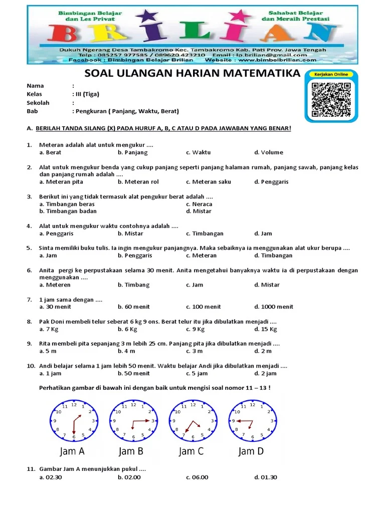 7 Contoh Soal Alat Ukur Waktu Kelas 3 SD Semester 2 yang Wajib Dikuasai Siswa Sebelum Ulangan 7 Contoh Soal Alat Ukur Waktu Kelas 3 SD Semester 2 yang Wajib Dikuasai Siswa Sebelum Ulangan
