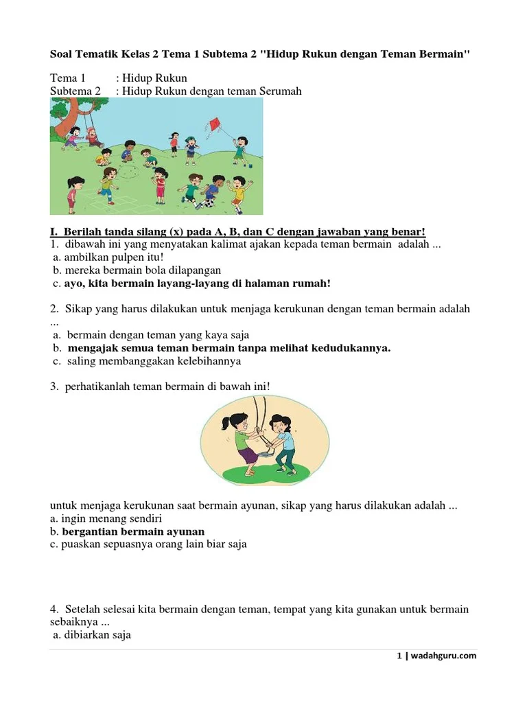 7 Contoh Soal Tematik Kelas 2 Tema 1 Revisi 2017 yang Terbukti Naikkan Nilai Anak