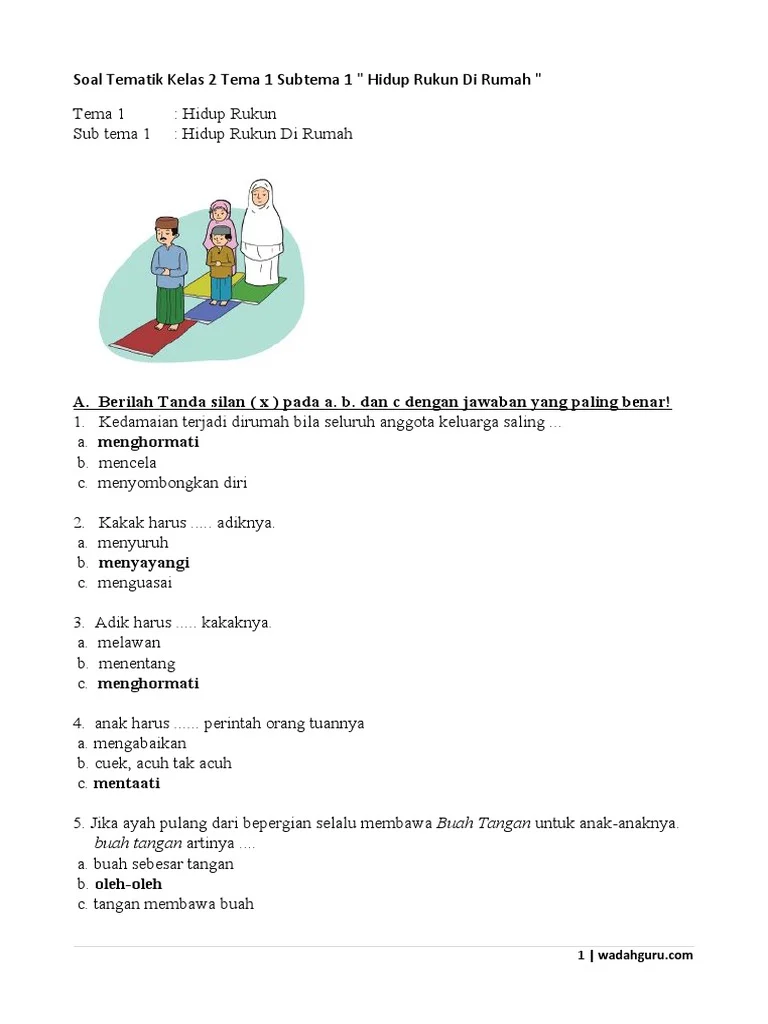 7 Contoh Soal Tematik Kelas 2 Tema 1 Subtema 1 yang Mengejutkan Guru dan Bantu Anak