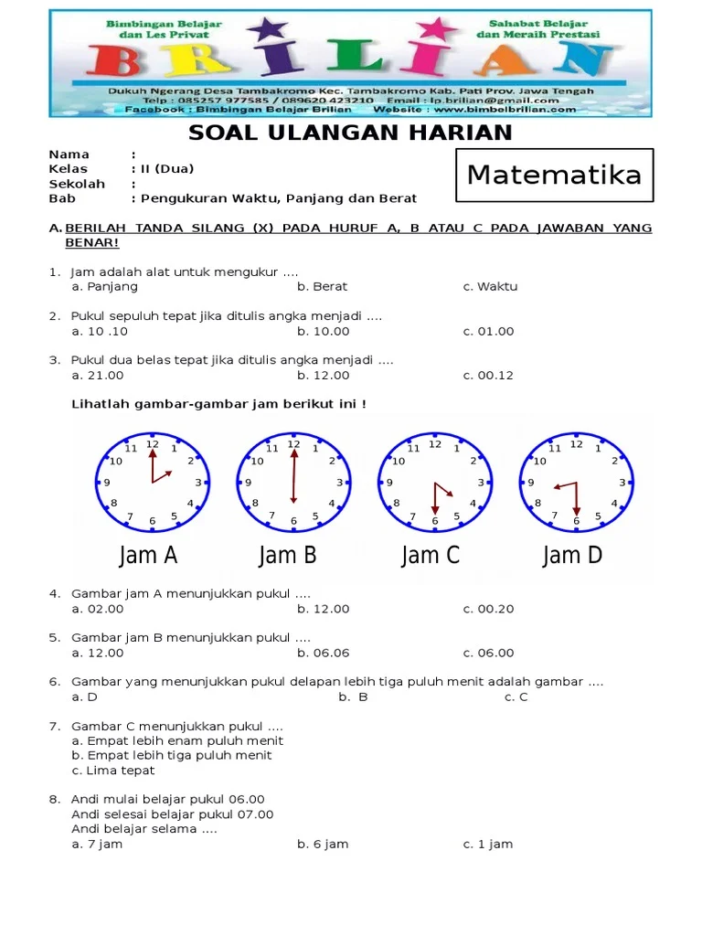 Akhirnya Tahu Cara Menghitung Waktu, Ini Contoh Soal Alat Ukur Waktu Kelas 2 SD yang Wajib Dikuasai Akhirnya Tahu Cara Menghitung Waktu, Ini Contoh Soal Alat Ukur Waktu Kelas 2 SD yang Wajib Dikuasai