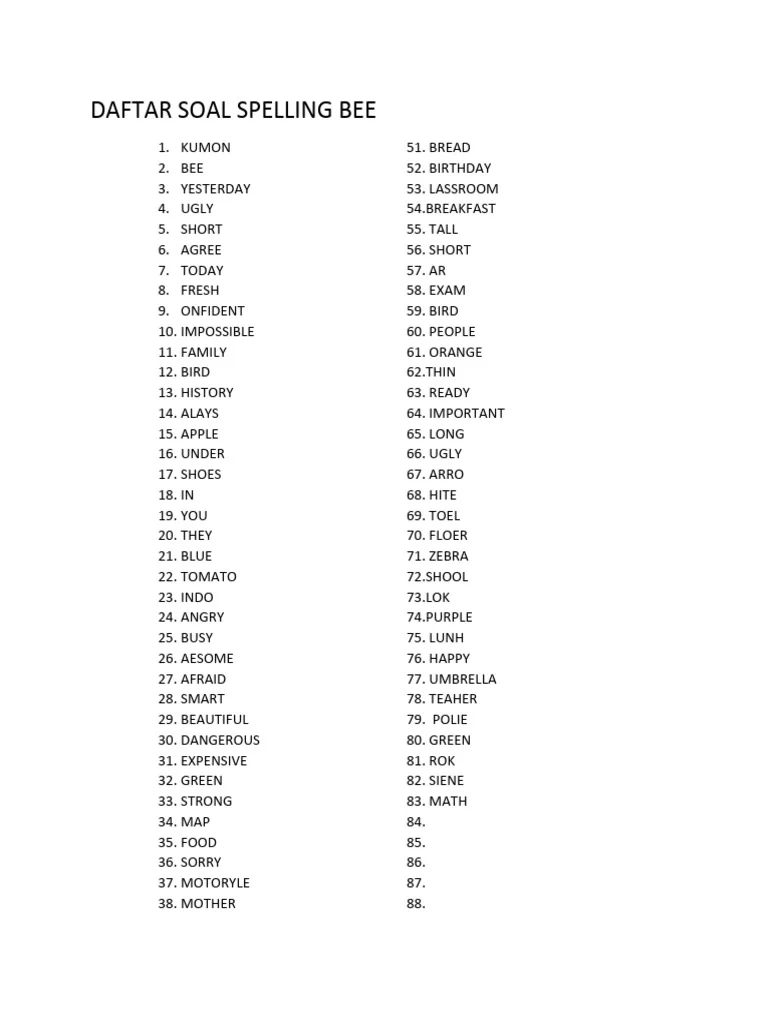 Inilah 7 Contoh Soal Lomba Spelling Bee Kelas 2 SD yang Ternyata Sering Keluar di Kompetisi
