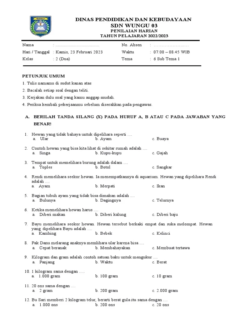 Terbukti! 5 contoh soal tematik kelas 2 tema 6 subtema 1 yang Bikin Anak Paham Cepat