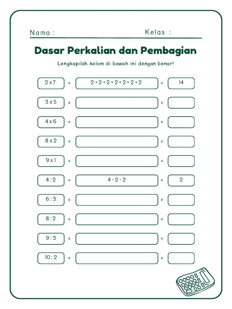 Ternyata Ini Dia Contoh Soal LKS Worksheet Matematika Perkalian dan Pembagian Kelas 2 yang Bikin Anak Cepat Paham