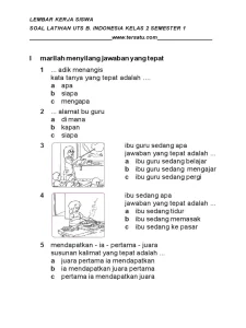 Ternyata Ini Dia Kumpulan Contoh Soal LKS SD Kelas 2 Semester 1 yang Wajib Dikuasai Siswa Sebelum Ujian